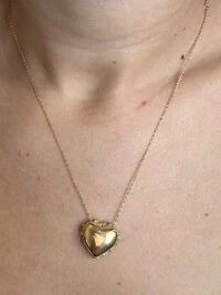 Colar Relicário coração com pedras Prata 925 Ouro 18 k
