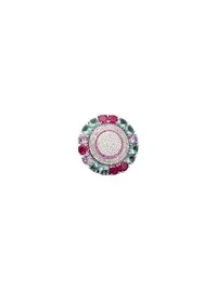 Anel Redondo Rubi Cristal Colors Prata 925 Ródio