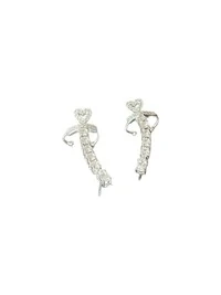 Brinco Ear cuff Coração Zircônia Prata 925 Ródio