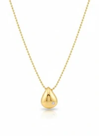 Colar Gota bolinha 1 zircônia 36 cm com alongador Prata 925 Ouro 18 k