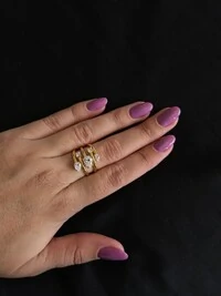 Anel 5 pedras zircônia Prata 925 Ouro 18 k