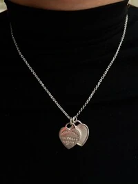 Colar dois corações Prata 925 Lisa