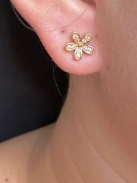 Brinco flor P Prata 925 Ouro18k