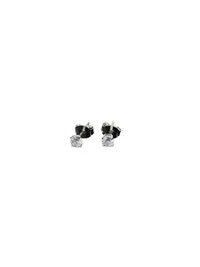 Brinco ponto PP zircônia Prata 925 Rodio