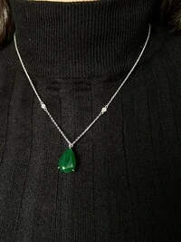 Colar Gota esmeralda Prata 925 Ródio