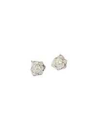 Brinco Flor Pequena zircônia Prata 925 Ródio