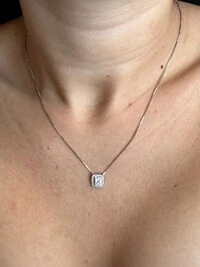 Colar Quadrado Zircônia Prata 925 Ródio