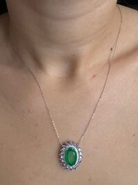 Colar Oval Esmeralda Tanzanita Prata 925 Ródio