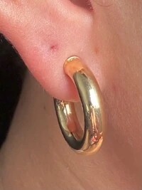 Brinco Argola Lisa 14mm Prata 925 Ouro 18k