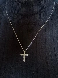 Colar Cruz zircônia Prata 925 Ródio