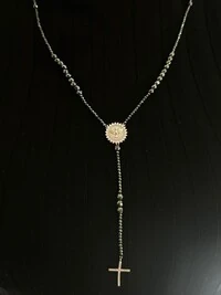 Colar Terço Hematita Espirito Santo Zircônia Prata 925 Ródio