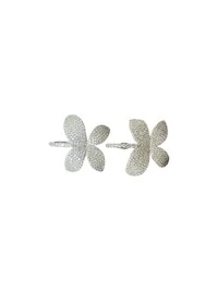 Brinco Quatro Pétalas Ear bling Micro Cravação Prata 925 Ródio