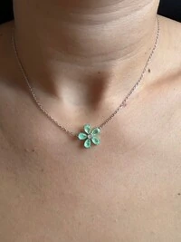 Colar 1 Flor Turmalina Prata 925 Ródio