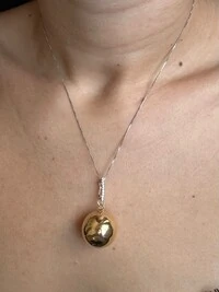 Colar Bola Prata 925 Ródio e Ouro 18K