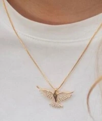 Colar Espírito Santo zircônia P Prata 925 Ouro 18 K