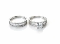 Anel solitário 2 em 1 baguete Prata 925 Ródio