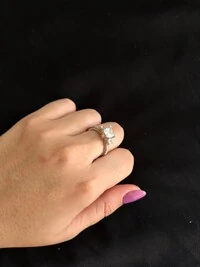 Anel solitário Pedra Carre 7mm e 3mm Prata 925 Ródio