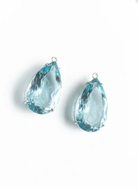 Pingente Brinco Gota Topázio azul Prata 925 Ródio