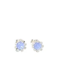 Brinco Flor Zircônia Lilás Prata 925 Ródio