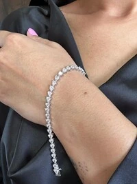 Pulseira riviera coração 17 cm Prata 925 Ródio
