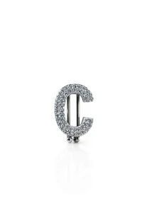 Pingente Pin letra C zircônia Prata 925 Ródio