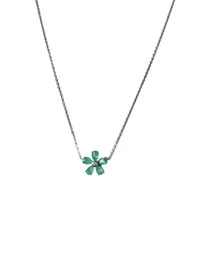 Colar 1 Flor Turmalina Prata 925 Ródio