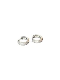 Brinco Argola Zircônia Pavê Prata 925 Ródio