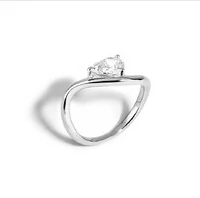 Anel Onda Gota zircônia Prata 925 Ródio