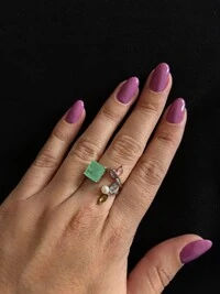 Anel Quadrado Esmeralda Fusion Color Prata 925 ródio