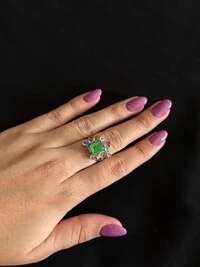 Anel Esmeralda Quadrado Fusion Prata 925 Ródio