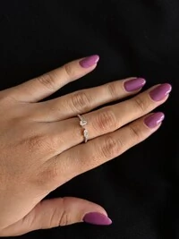 Anel 2 gotas PP aberto zircônia Prata 925 Ródio