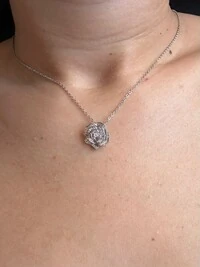 Colar Flor Zircônia Prata 925 Ródio
