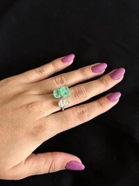 Anel Quadrado oval turmalina gota zircônia Prata 925 Ródio