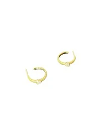 Brinco Argola com coração italiana Prata 925 Ouro 18 k