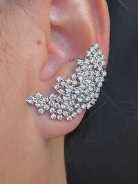Brinco Ear cuff Zircônia Prata 925 Ródio