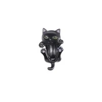 Pingente Berloque separador Gato negro Prata 925 Ródio