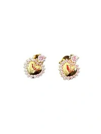 Brinco Coração liso e zircônia PP Prata 925 Ouro 18 k