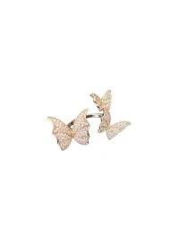 Anel 3 Borboletas Zircônia Prata 925 Ouro Rosê