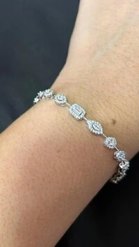 Pulseira Riviera formas zircônia 18 cm Prata 925 Ródio