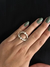 Anel Pérola Vazado Oval Prata 925 Ródio
