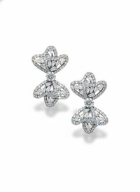 Brinco Laço zircônia navete Prata 925 Ródio