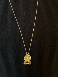 Colar Nossa Senhora lisa Prata 925 Ouro 18 k