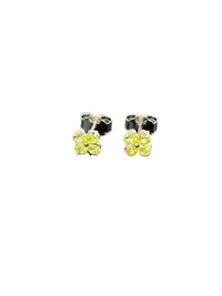 Brinco Flor Zircônia Limão P Prata 925 Ródio