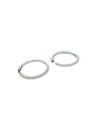Brinco Argola Zircônia Prata 925 Ródio