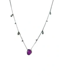 Colar ametista fusion Pérolas penduradas Oval Prata 925 Ródio