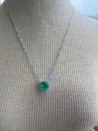 Colar Ponto esmeralda 8 mm Prata 925 Ródio
