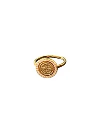 Anel São Bento redondo com zircônia Prata 925 Ouro 18 k