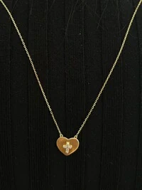 Colar escapulário dois coração Cruz Prata 925 Ouro 18K
