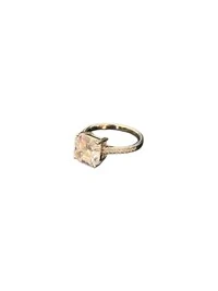 Anel Quadrado Zircônia Prata 925 Ródio