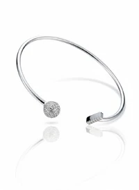 Pulseira Bracelete 1 meia bola 1 palito zircônia Prata 925 Ródio